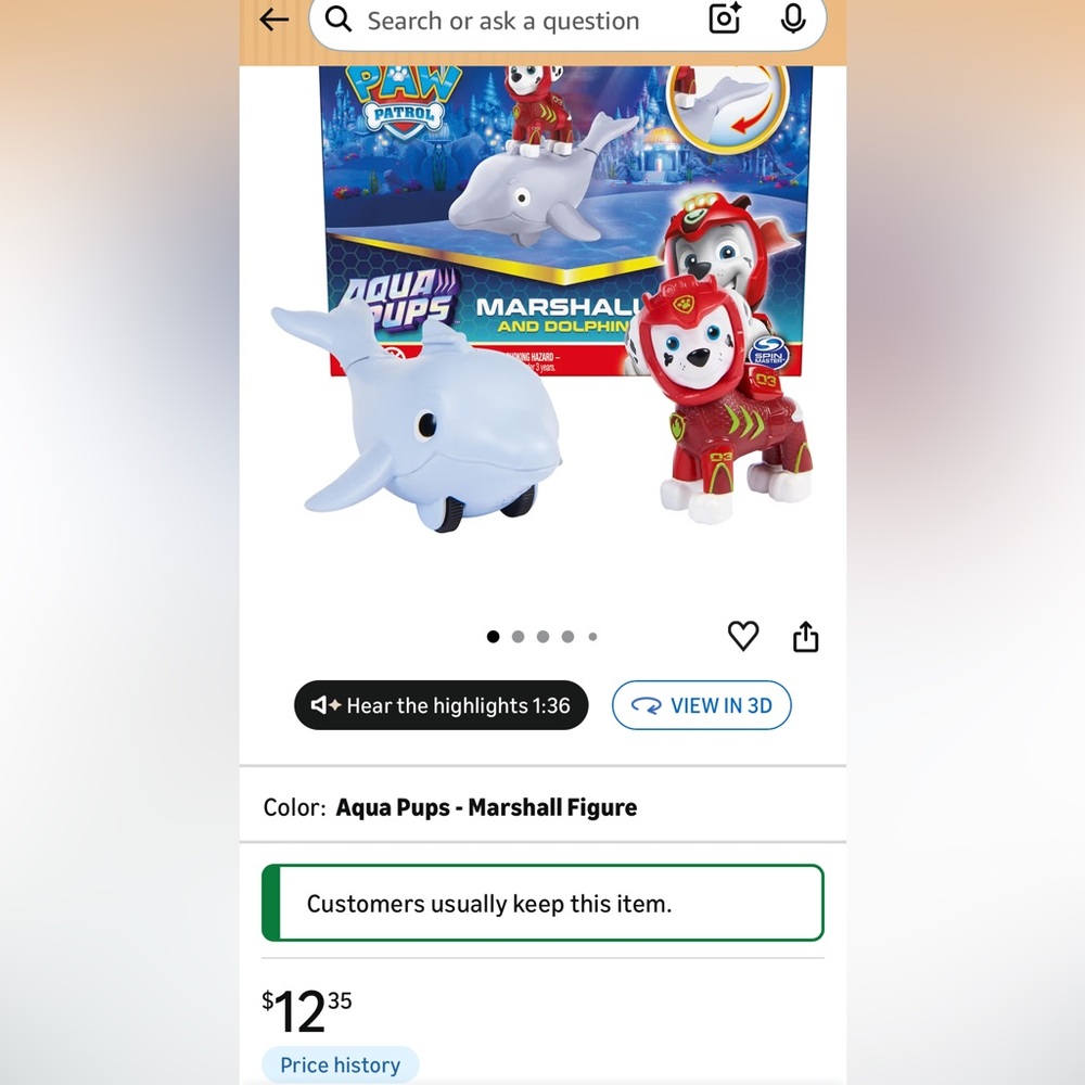 Paw Patrol Aqua Pups Marshall
